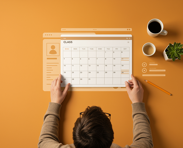 Class Scheduling interface showing multiple teaching time slots and automated booking management
